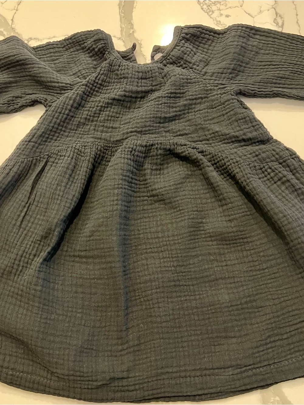 ZARA Kids Black Textured Long-Sleeve Dress😎